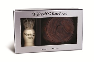 TAY-209  Taylors Of Old Bond Street Wooden bowl and badger brush gift set